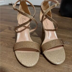 L'Amour Gold Strappy High Heels